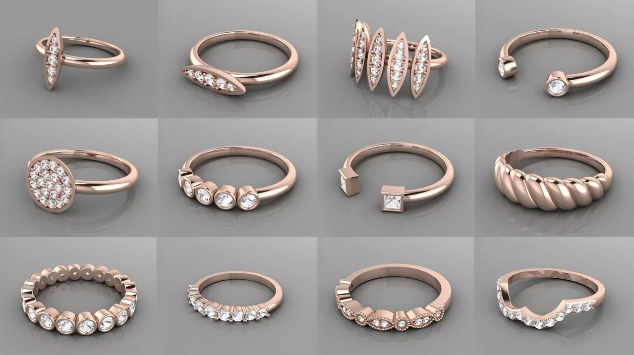 36 Italian Rings 3dm stl and renders 3D print model_0