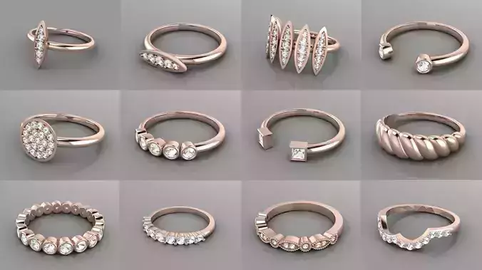 36 Italian Rings 3dm stl and renders 3D print model