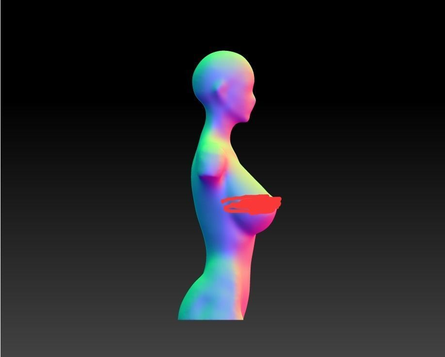 Female body art model download 3D large chest female model 3D print model_1