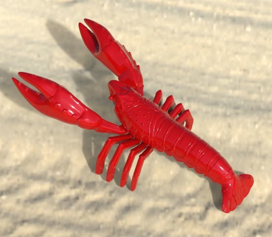 Simulation of crayfish sculpture download crayfish model 3D  3D print model_8