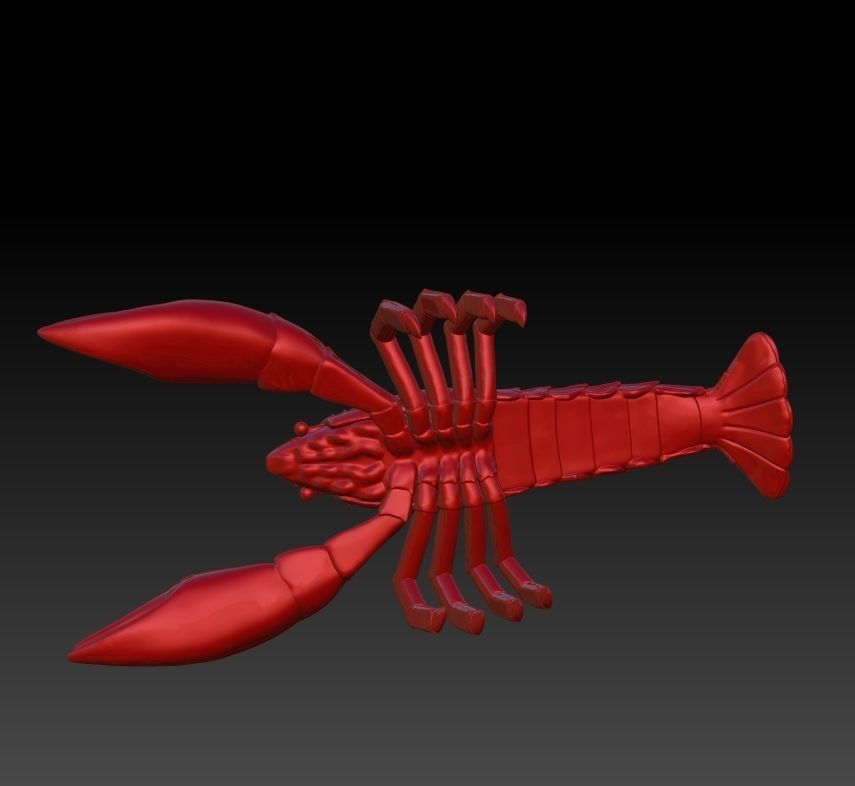 Simulation of crayfish sculpture download crayfish model 3D  3D print model_7