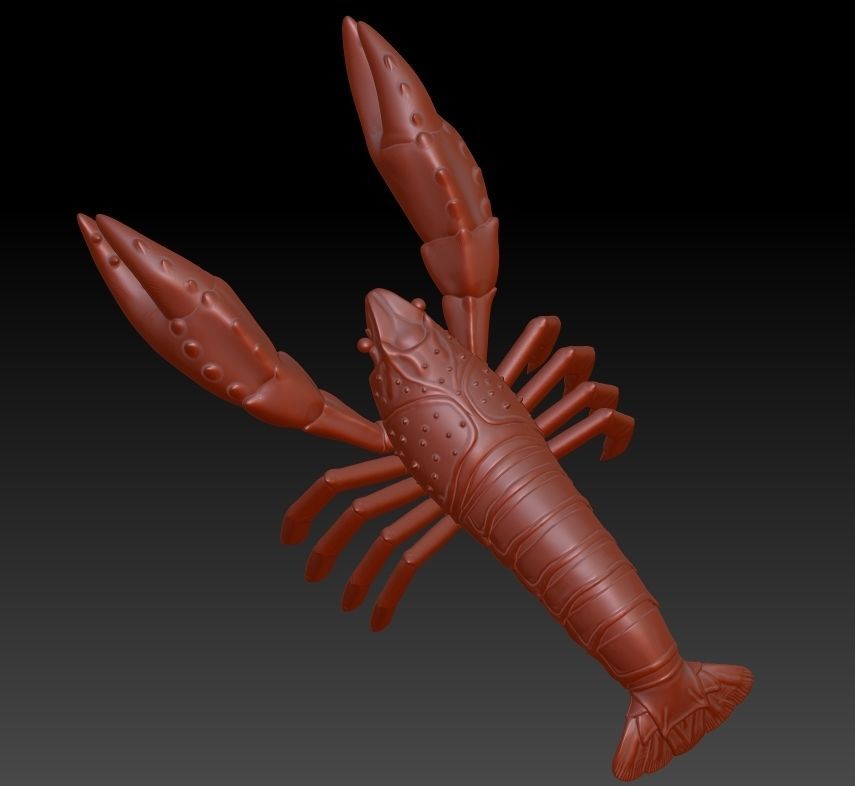 Simulation of crayfish sculpture download crayfish model 3D  3D print model_5