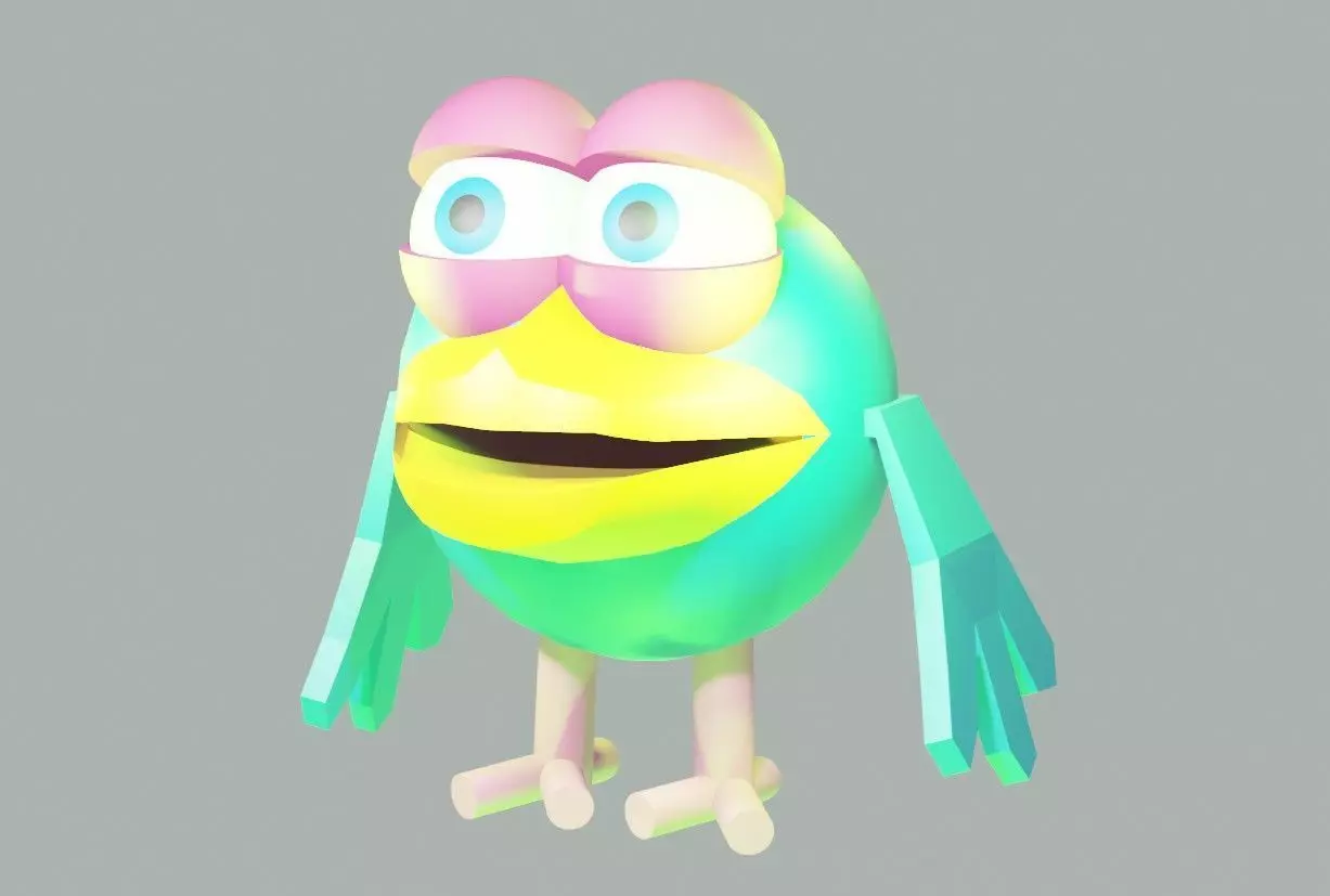 Kar-Karych cartoon bird with glasses 3D model