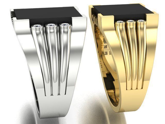 mens ring with black onyx Two different options 3D print model_2
