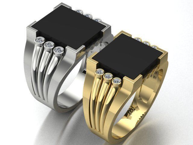mens ring with black onyx Two different options 3D print model_1