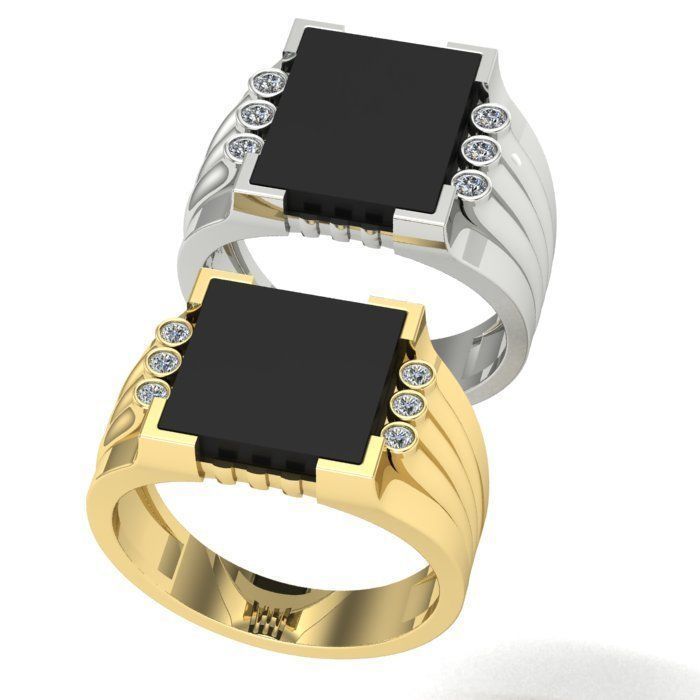 mens ring with black onyx Two different options 3D print model_3