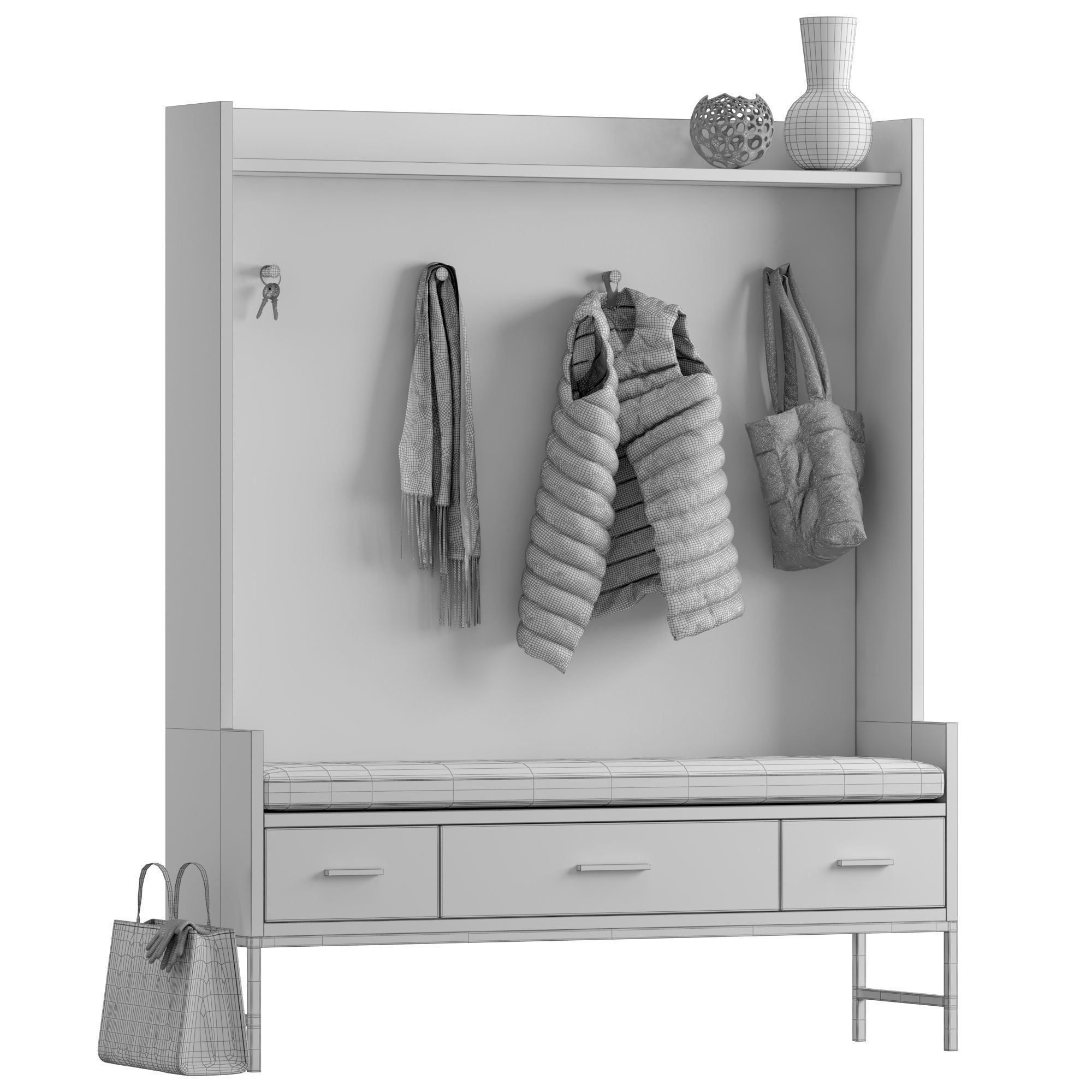 West Elm entryway bench 3D model_4