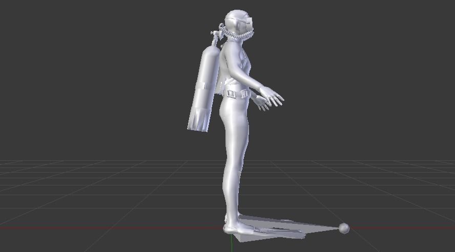 Scuba Diver Low-poly 3D model_13
