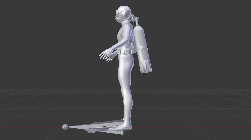 Scuba Diver Low-poly 3D model_15