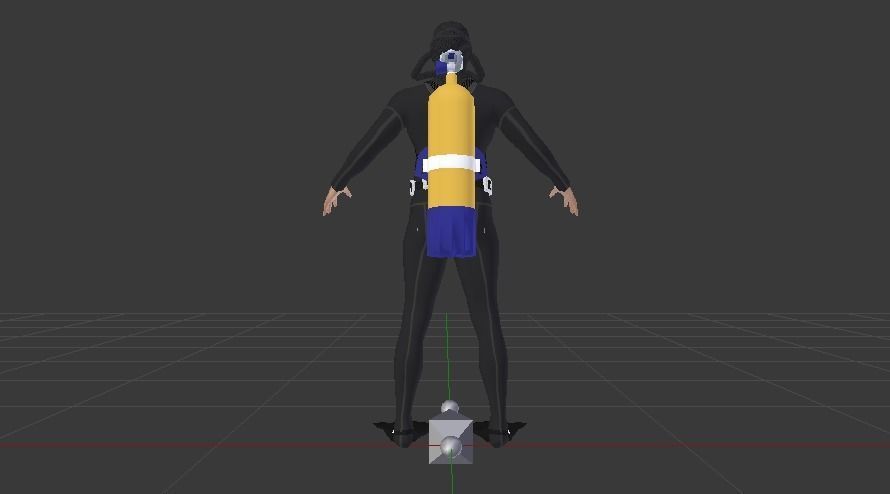 Scuba Diver Low-poly 3D model_6