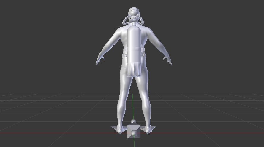 Scuba Diver Low-poly 3D model_14