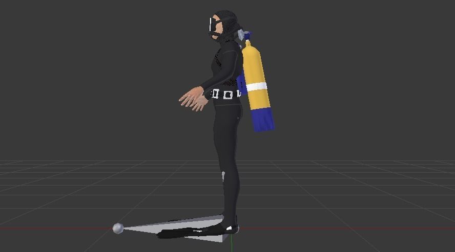 Scuba Diver Low-poly 3D model_7