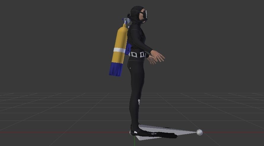 Scuba Diver Low-poly 3D model_9