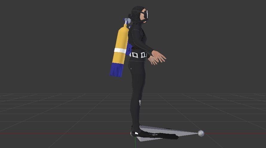 Scuba Diver Low-poly 3D model_5
