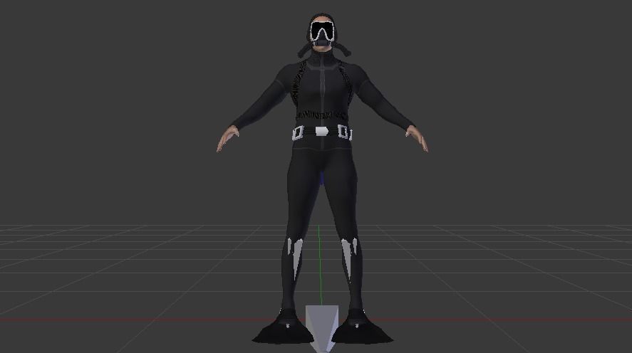 Scuba Diver Low-poly 3D model_8