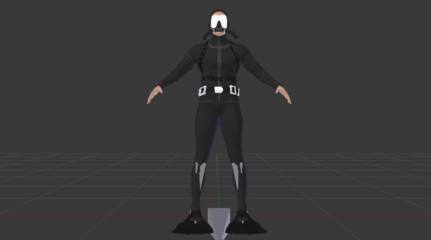 Scuba Diver Low-poly 3D model_4