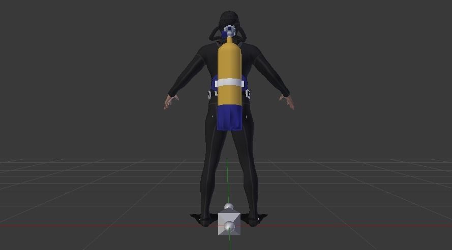 Scuba Diver Low-poly 3D model_10