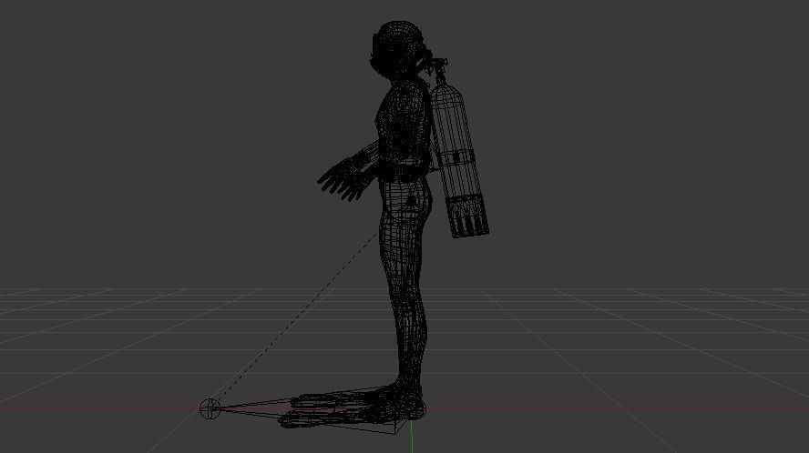 Scuba Diver Low-poly 3D model_19