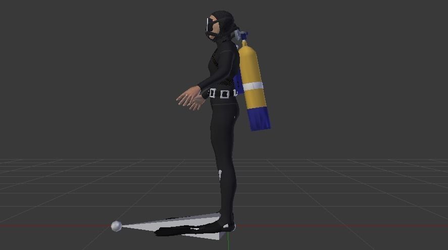 Scuba Diver Low-poly 3D model_11