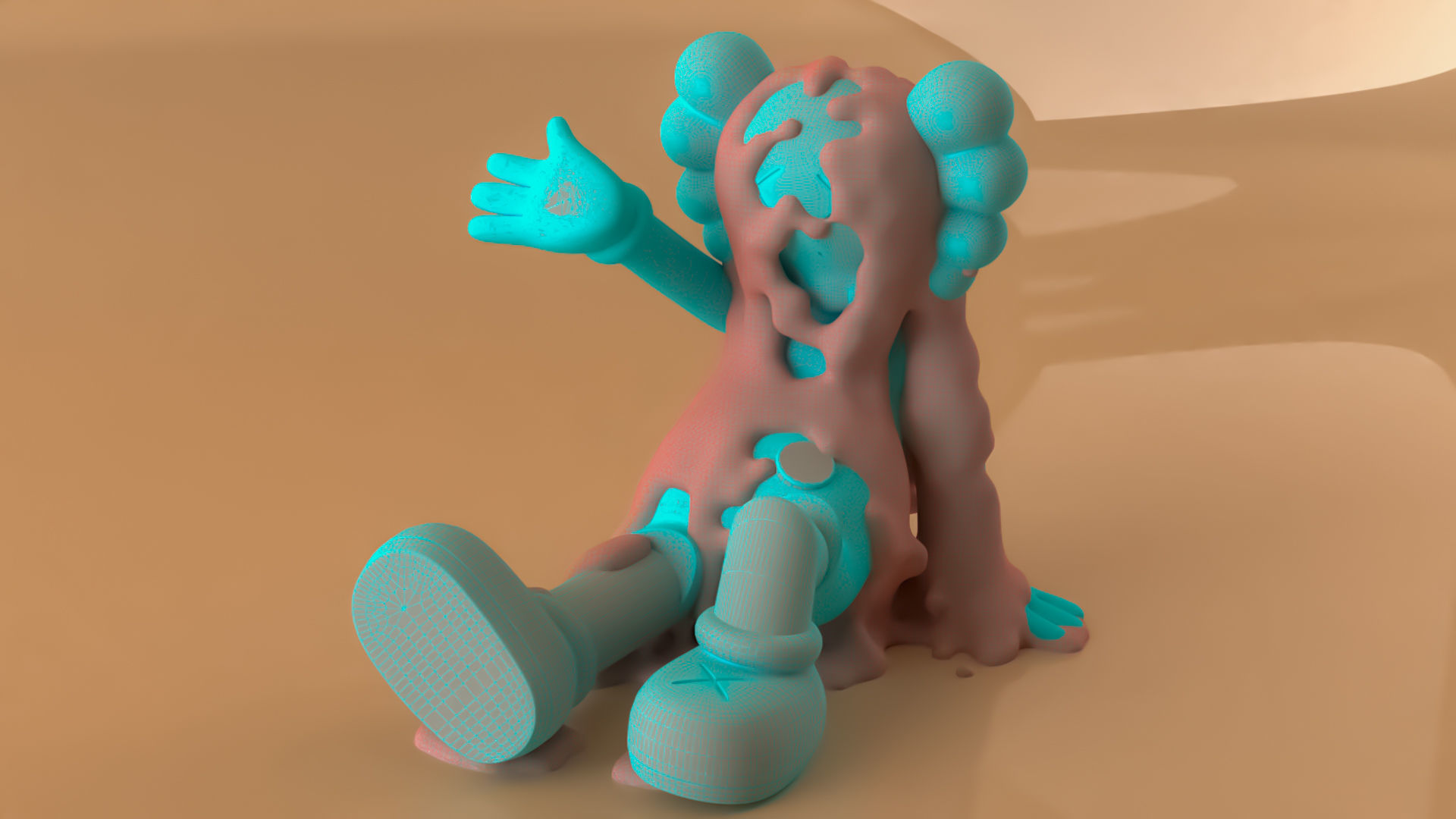 Kaws Fluid Help 3D print model_4