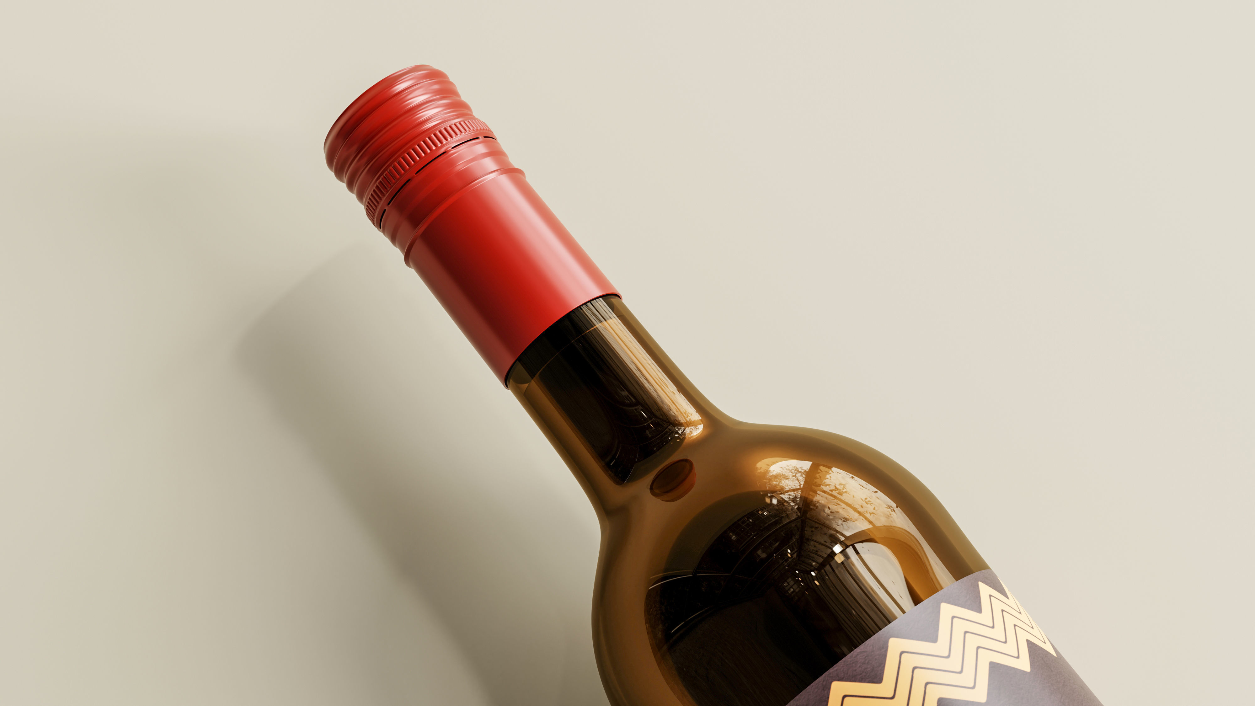 Wine Bottle with Screw Cap 3D model_4