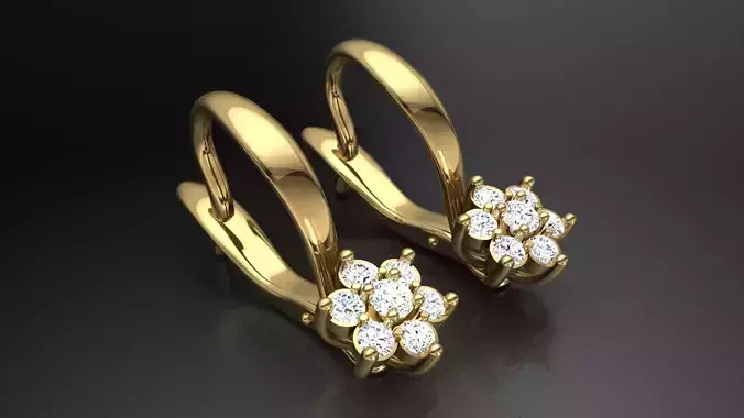 Earring E9 The luxury female earring with gems 3D print model