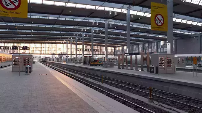 Munich Central Train Station Complete Scene 3D model