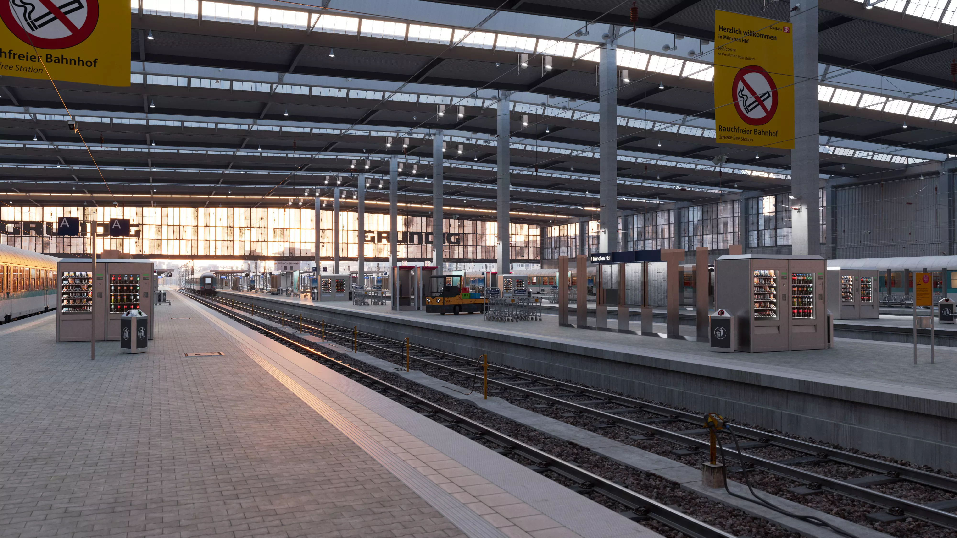 Munich Central Train Station Complete Scene 3D model_0