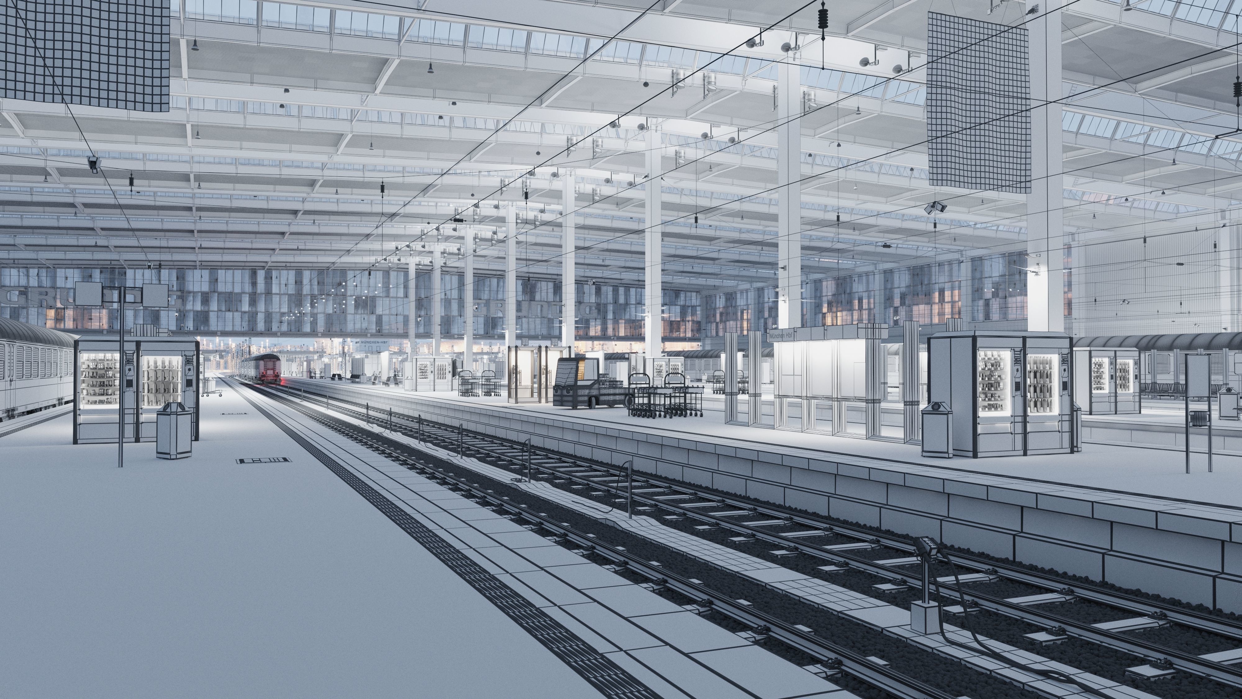 Munich Central Train Station Complete Scene 3D model_2