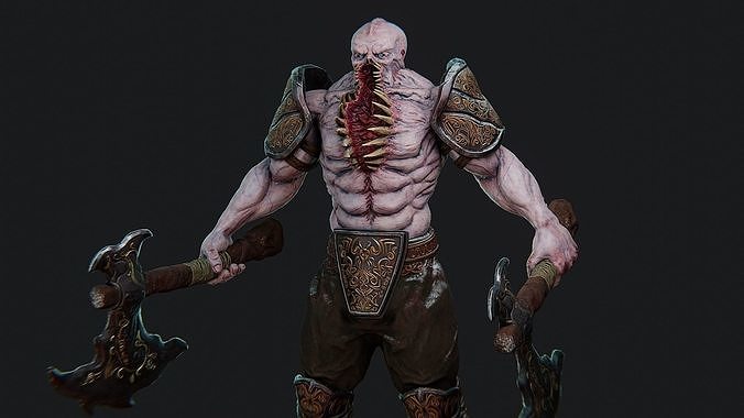 Undead chaos warrior character Low-poly 3D model