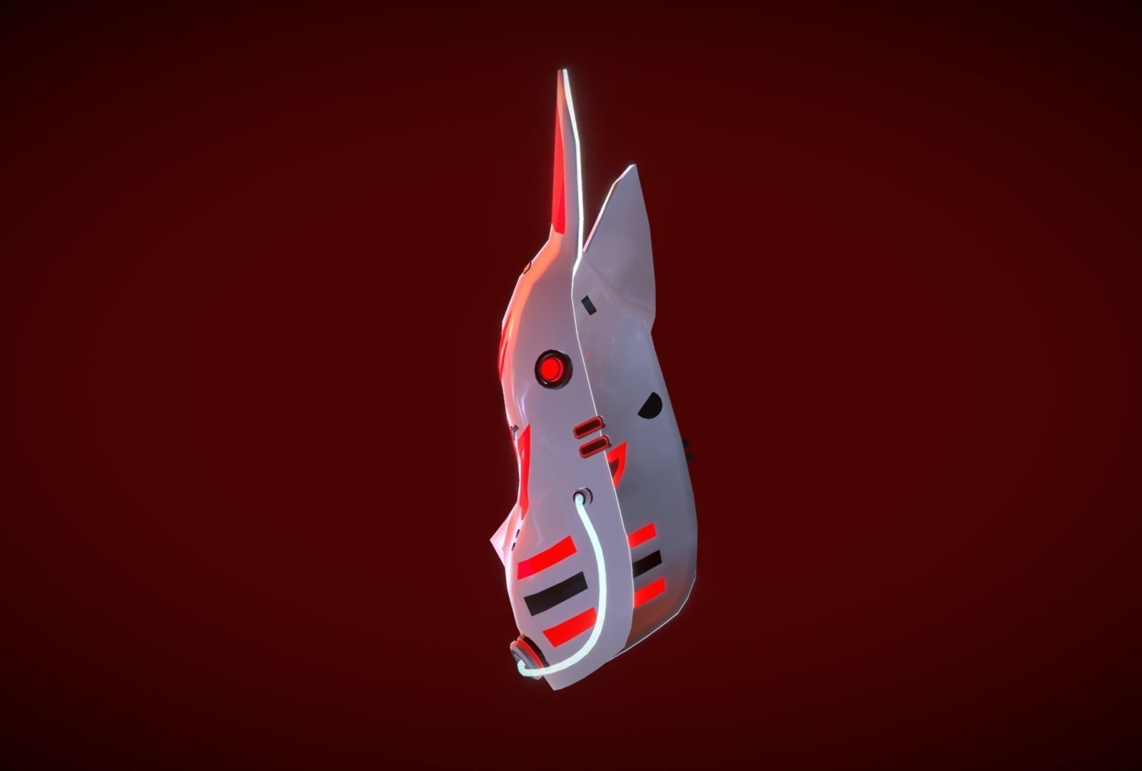 Cyberpunk Kitsune Mask Low-poly 3D model_3