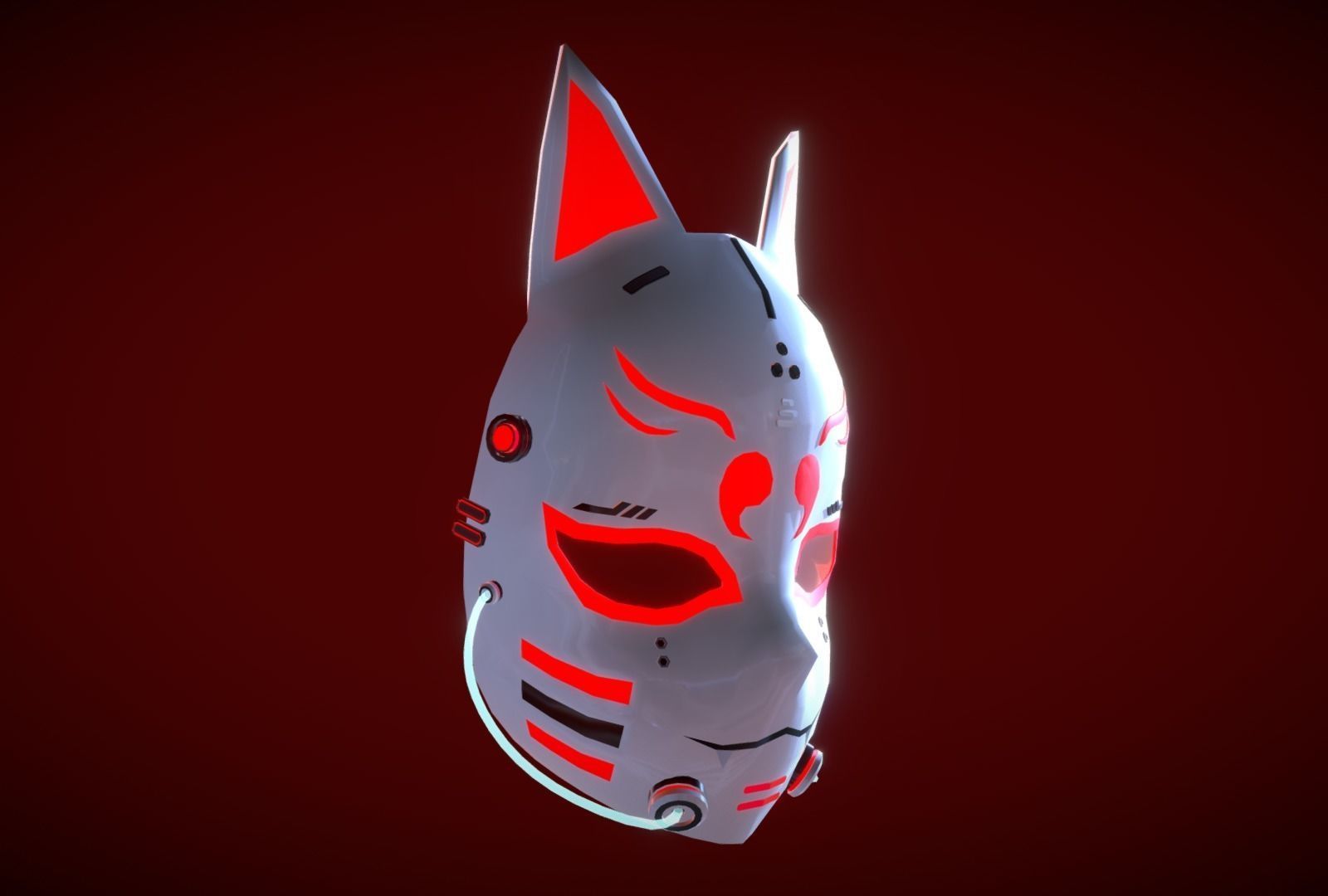 Cyberpunk Kitsune Mask Low-poly 3D model_2