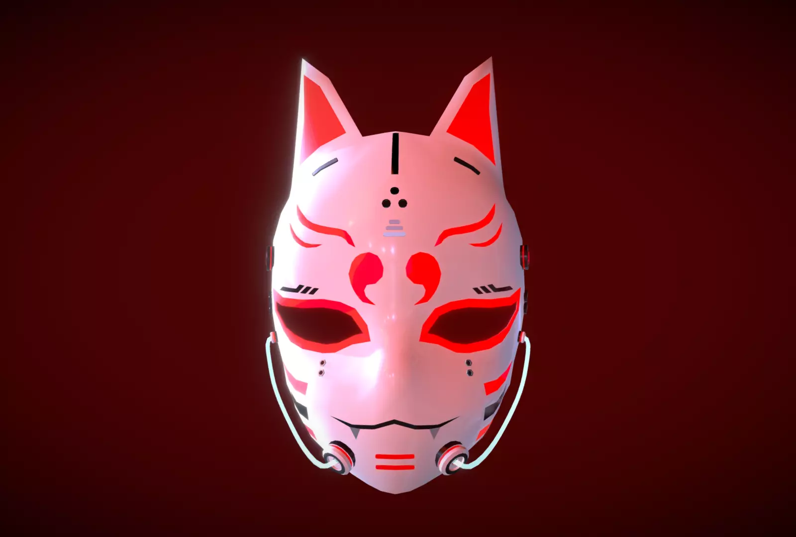 Cyberpunk Kitsune Mask Low-poly 3D model_0