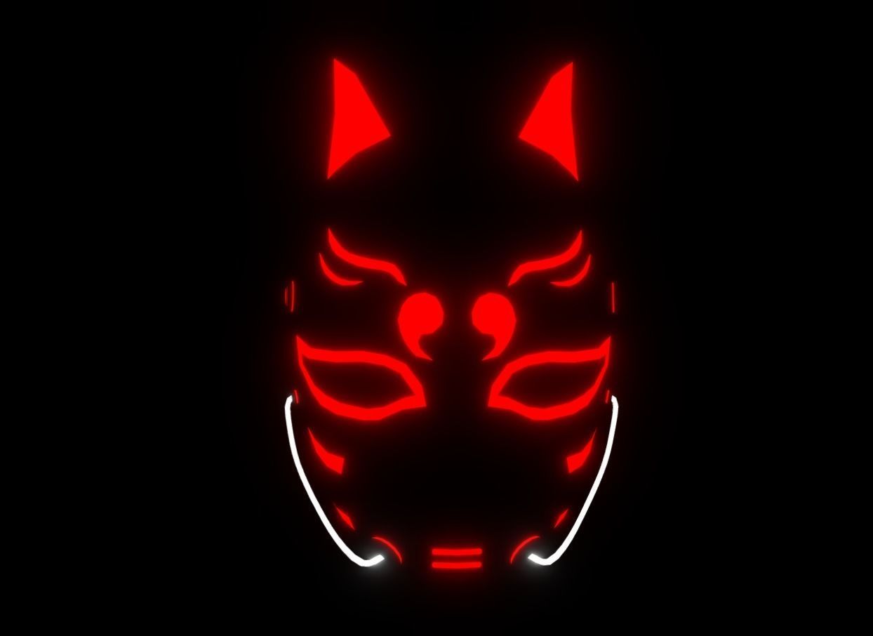 Cyberpunk Kitsune Mask Low-poly 3D model_8