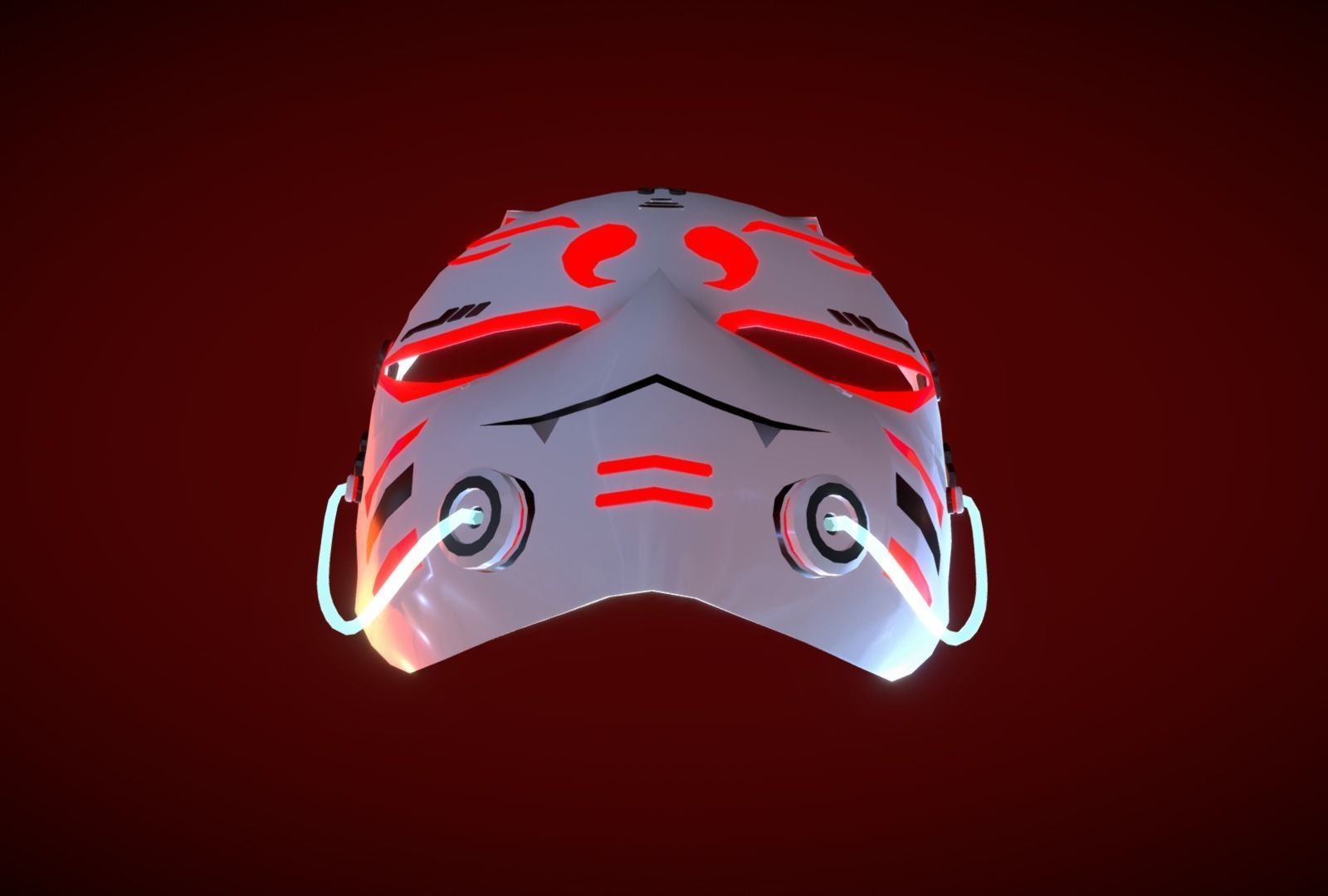 Cyberpunk Kitsune Mask Low-poly 3D model_6