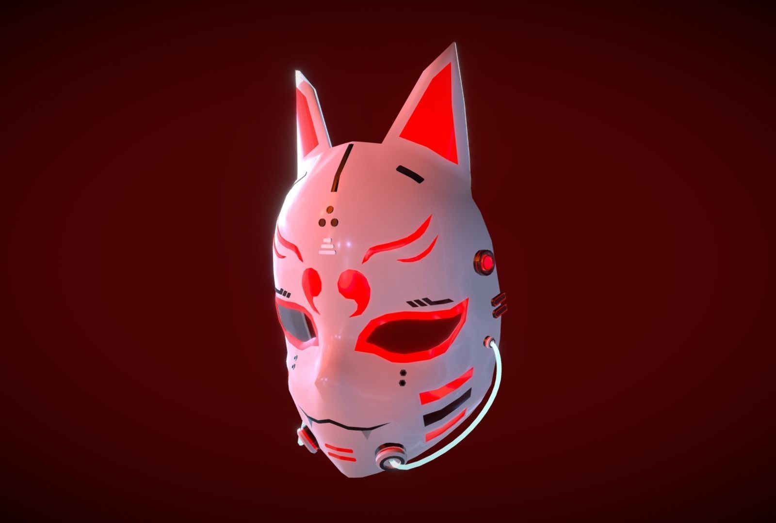 Cyberpunk Kitsune Mask Low-poly 3D model_1