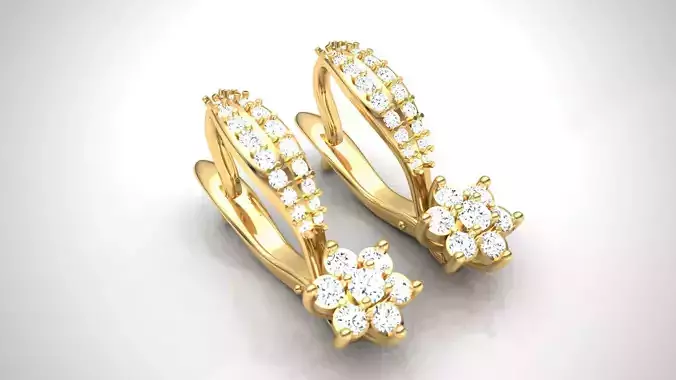 Earring E14 The luxury female earring with gems 3D print model
