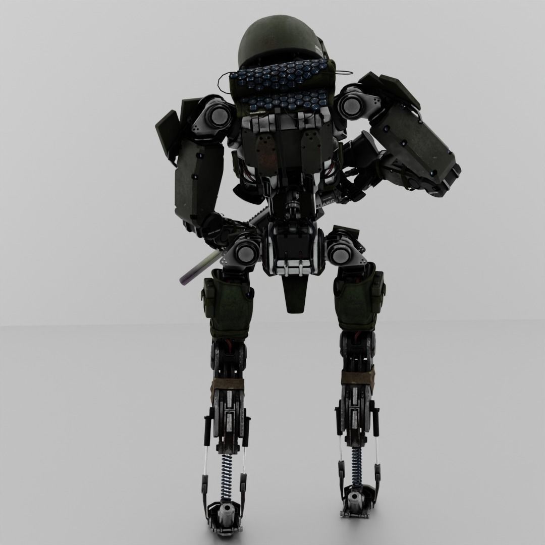 military humanoid robot Low-poly 3D model_4