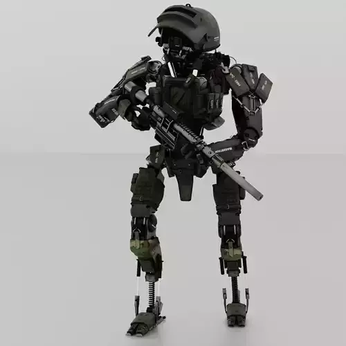military humanoid robot Low-poly 3D model