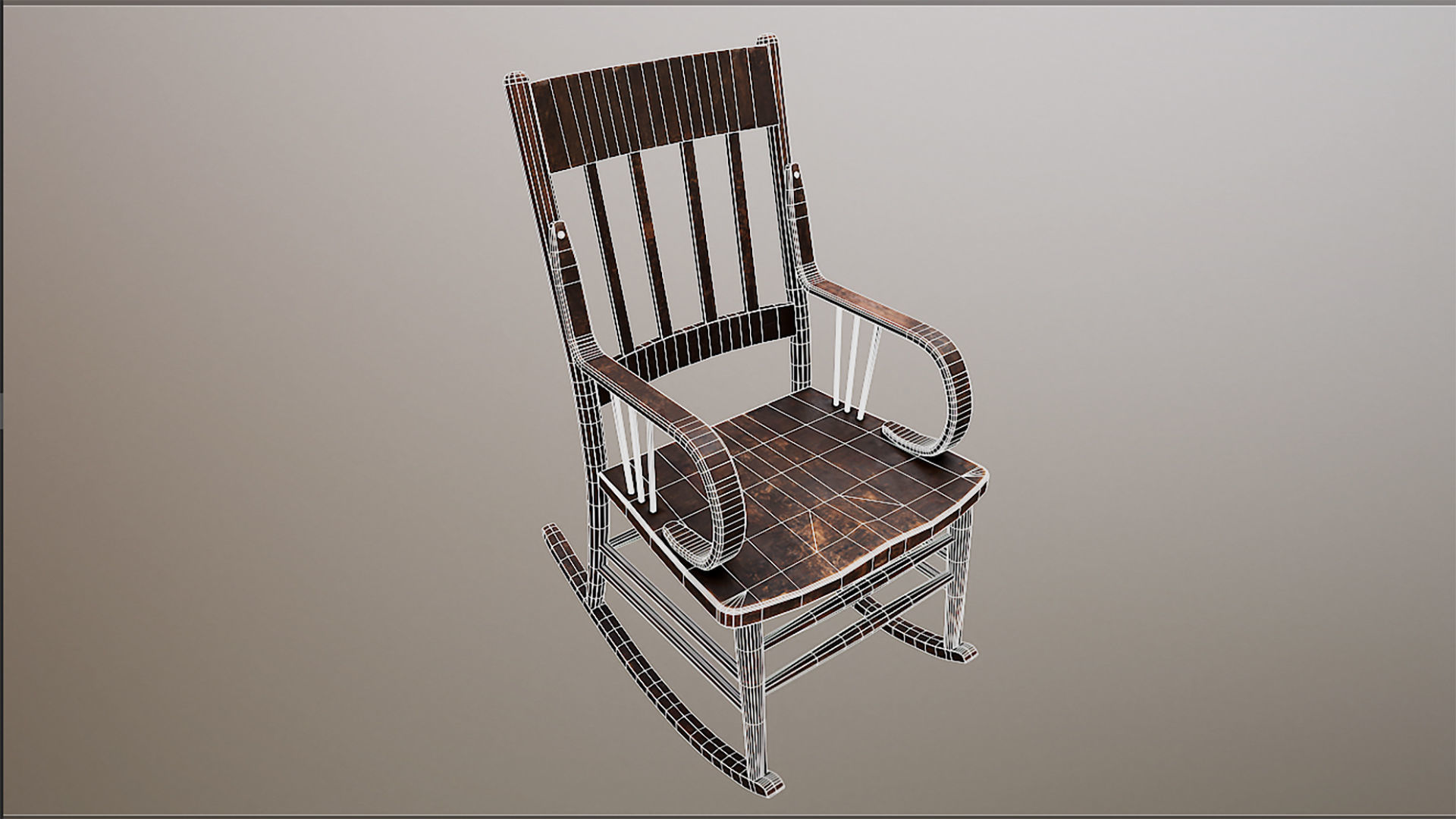 Rocking Chair 3d Model Low-poly 3D model_7