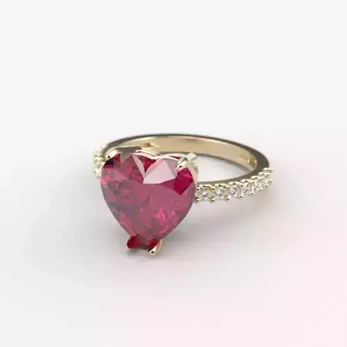 Solitaire Women Ring heart cut gem 3dm stl