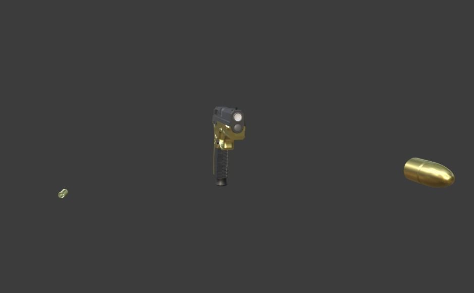 Gold Gun with easy animation 3D model_4