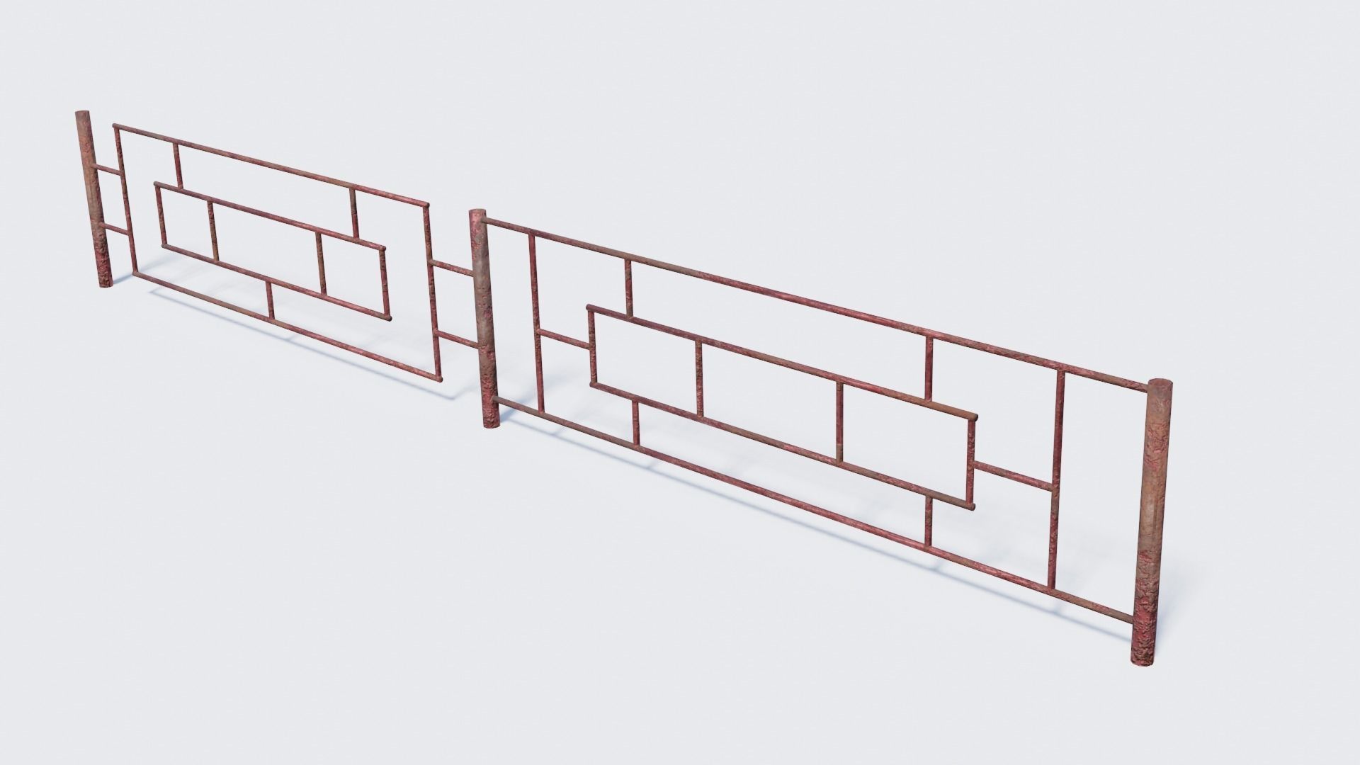 Old Rusty Fence Low-poly 3D model_3