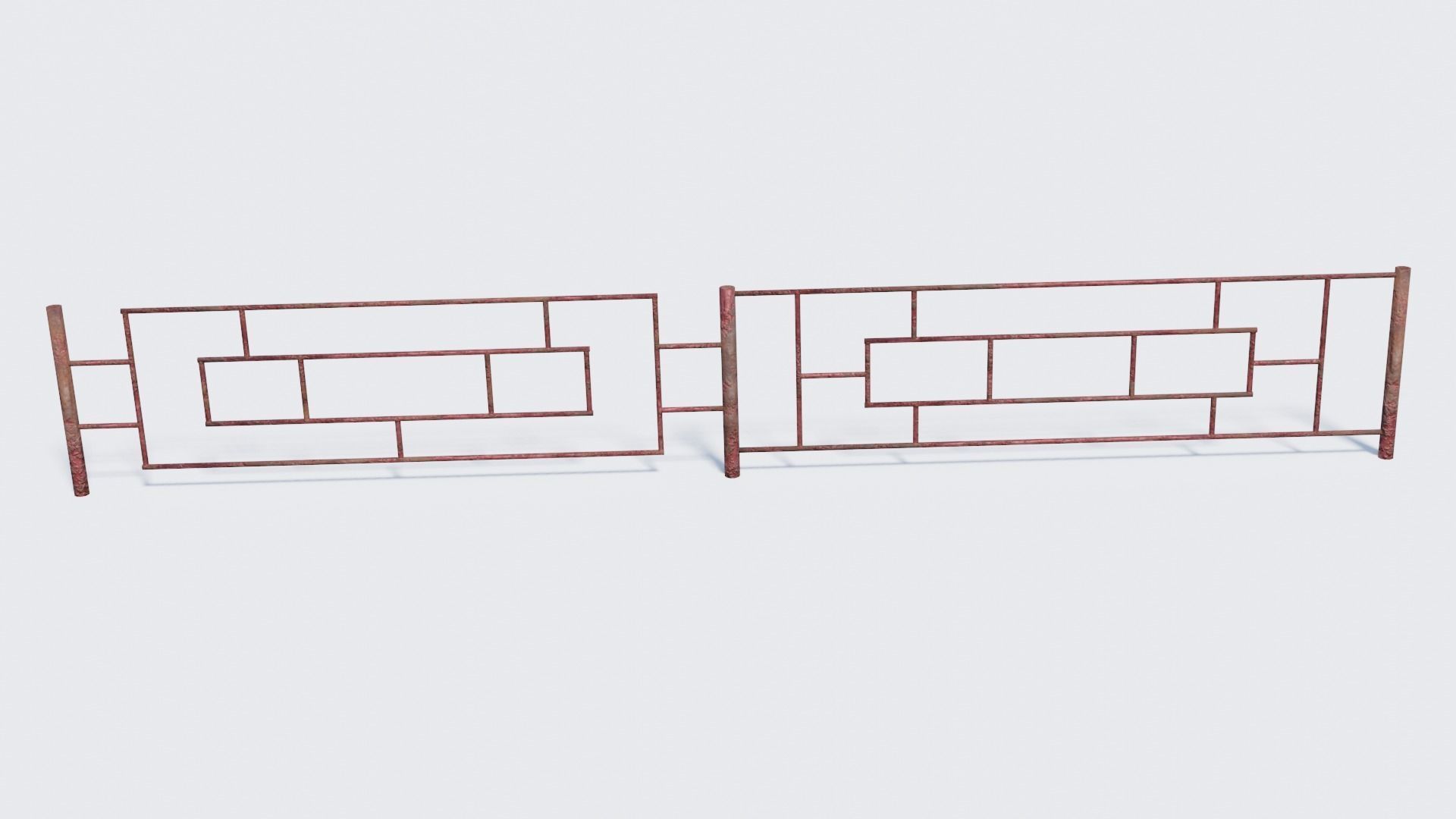 Old Rusty Fence Low-poly 3D model_2