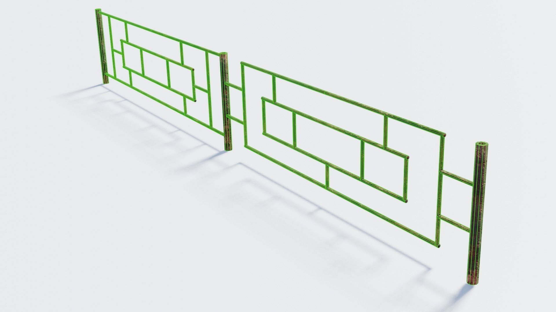 Old Rusty Fence Low-poly 3D model_7