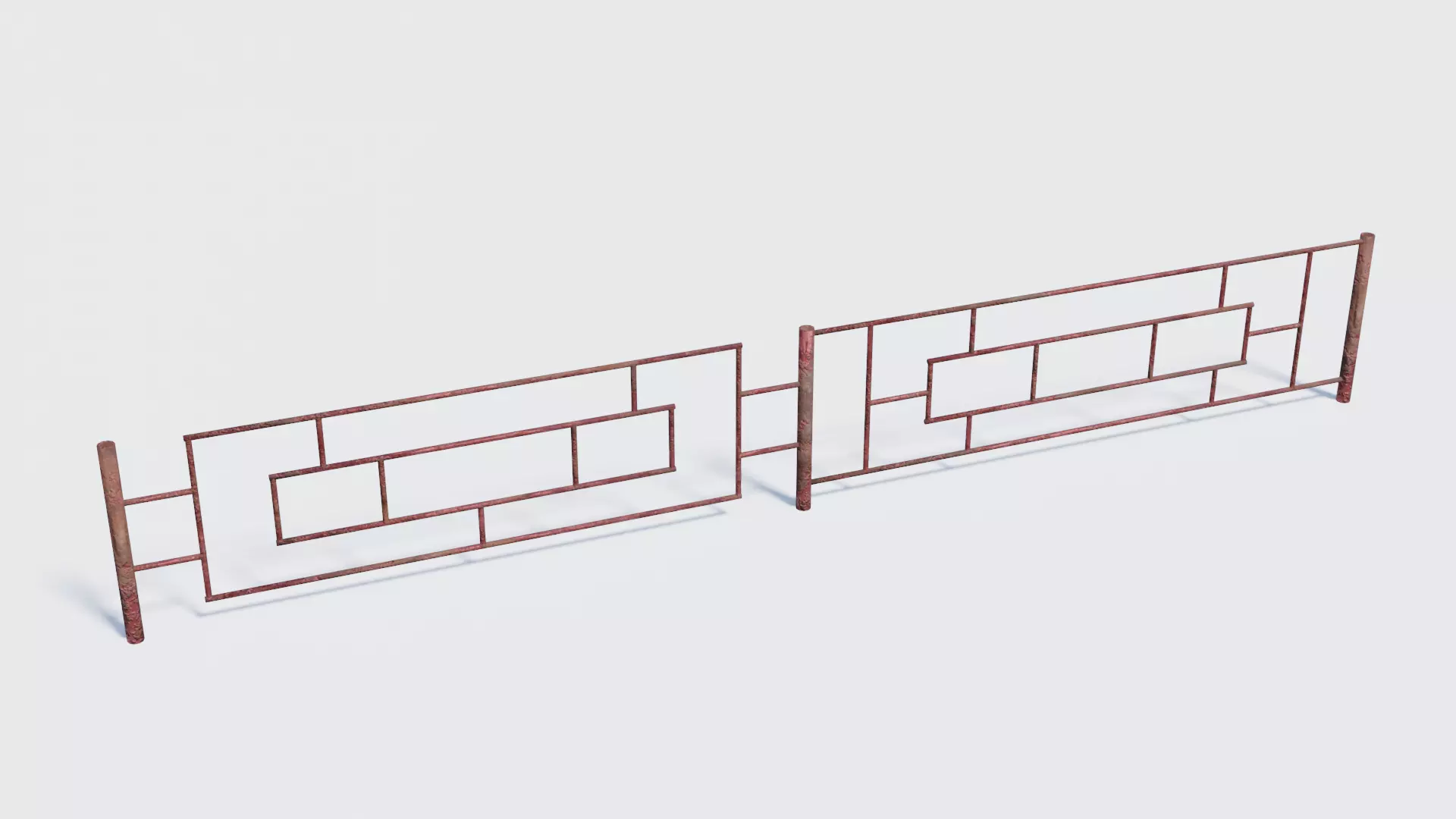 Old Rusty Fence Low-poly 3D model_0