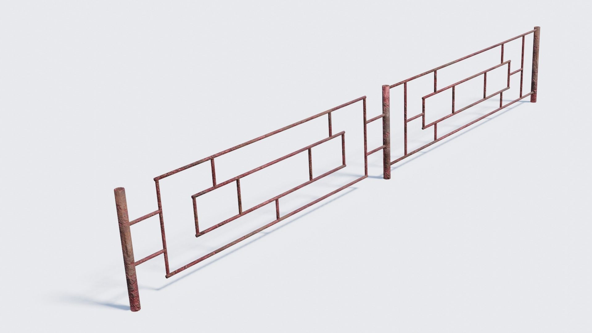 Old Rusty Fence Low-poly 3D model_1
