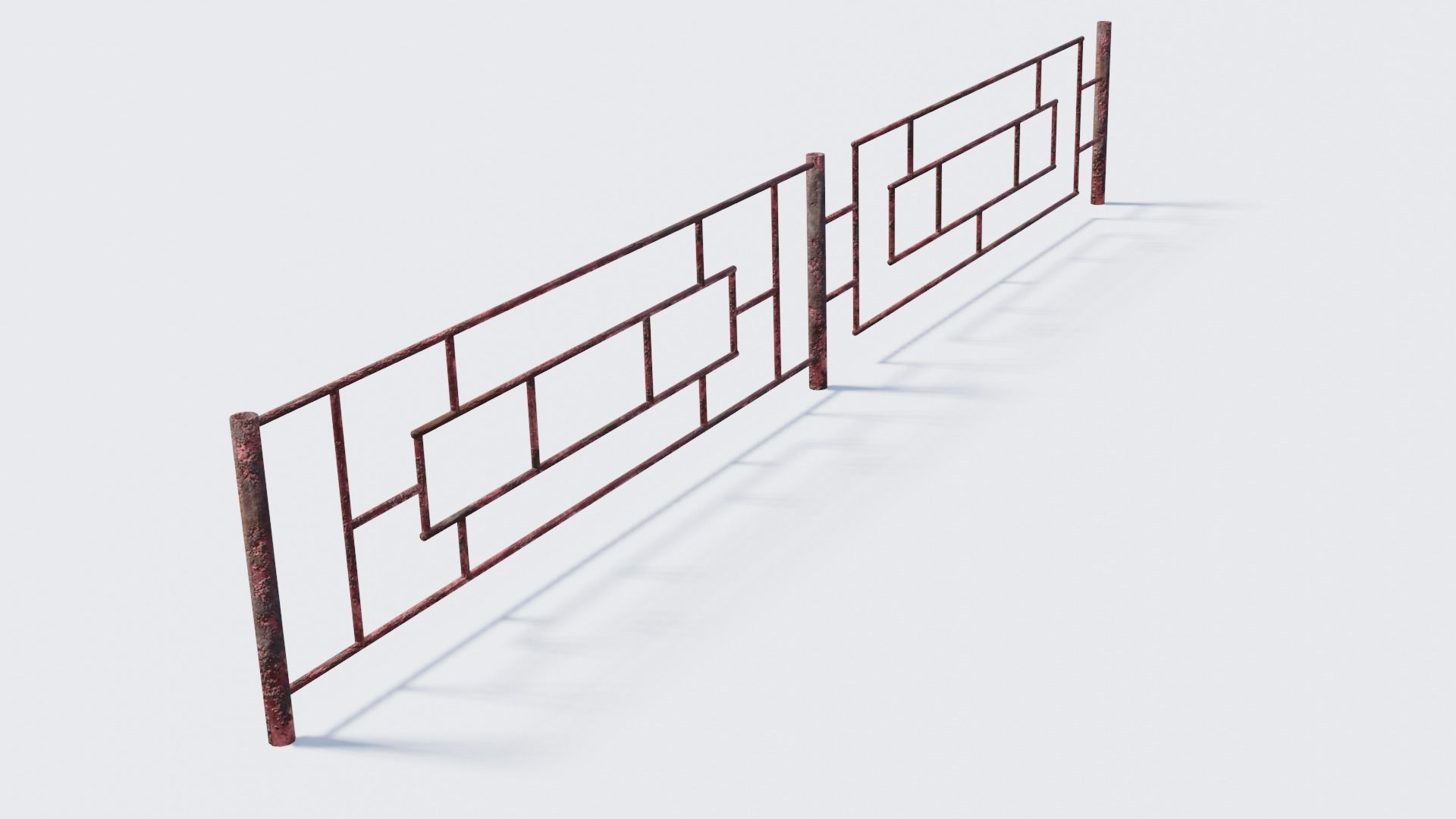 Old Rusty Fence Low-poly 3D model_4
