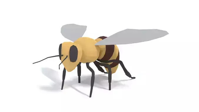 Low Poly Cartoon Honey Bee Low-poly 3D model
