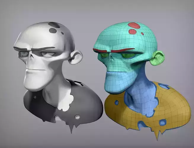 Cartoon character zombie base mesh